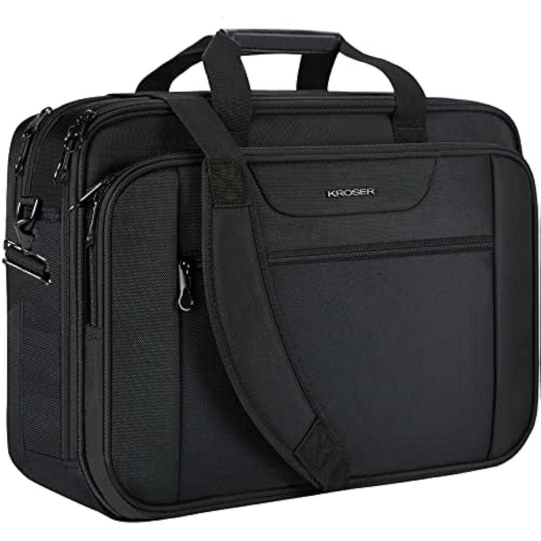 KROSER 18 Inch Laptop Briefcase | Expandable Water-Repellent Bag - Black