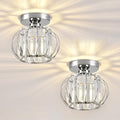 ZYDTRIP Modern Crystal Chandelier – Silver Semi Flush Mount Light (2 Pack)
