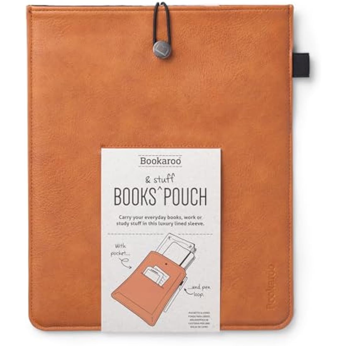 Bookaroo Leather-Look Books & Stuff Pouch – Brown Stationery Sleeve