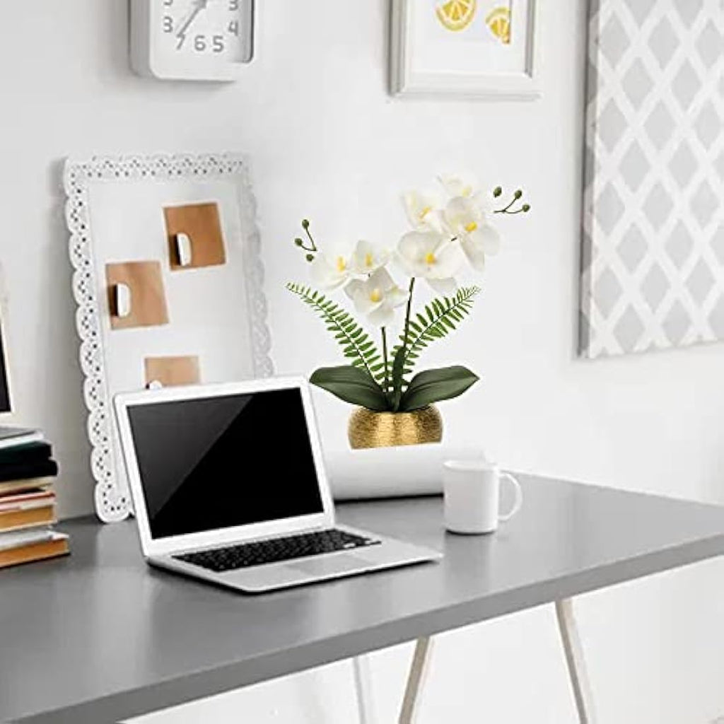 White Artificial Orchid Plant | Real Touch Potted Flowers