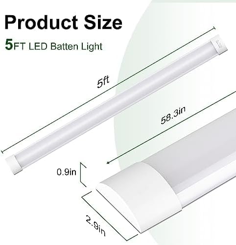 Muzha LED Batten Lights | 5FT 50W 5000lm Surface Mount Fittings - 4 Pack