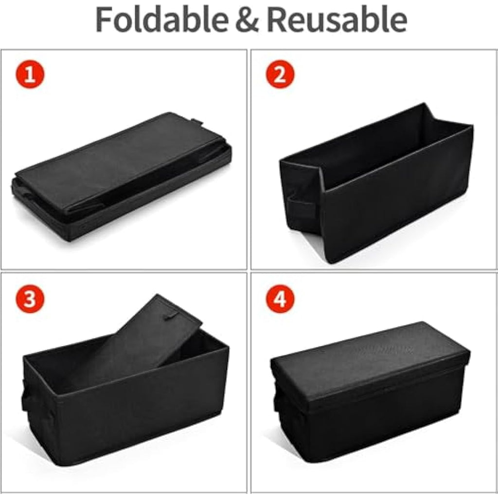 UENTIP CD Storage Boxes – Pack of 4 Stackable Media Organizers, Black
