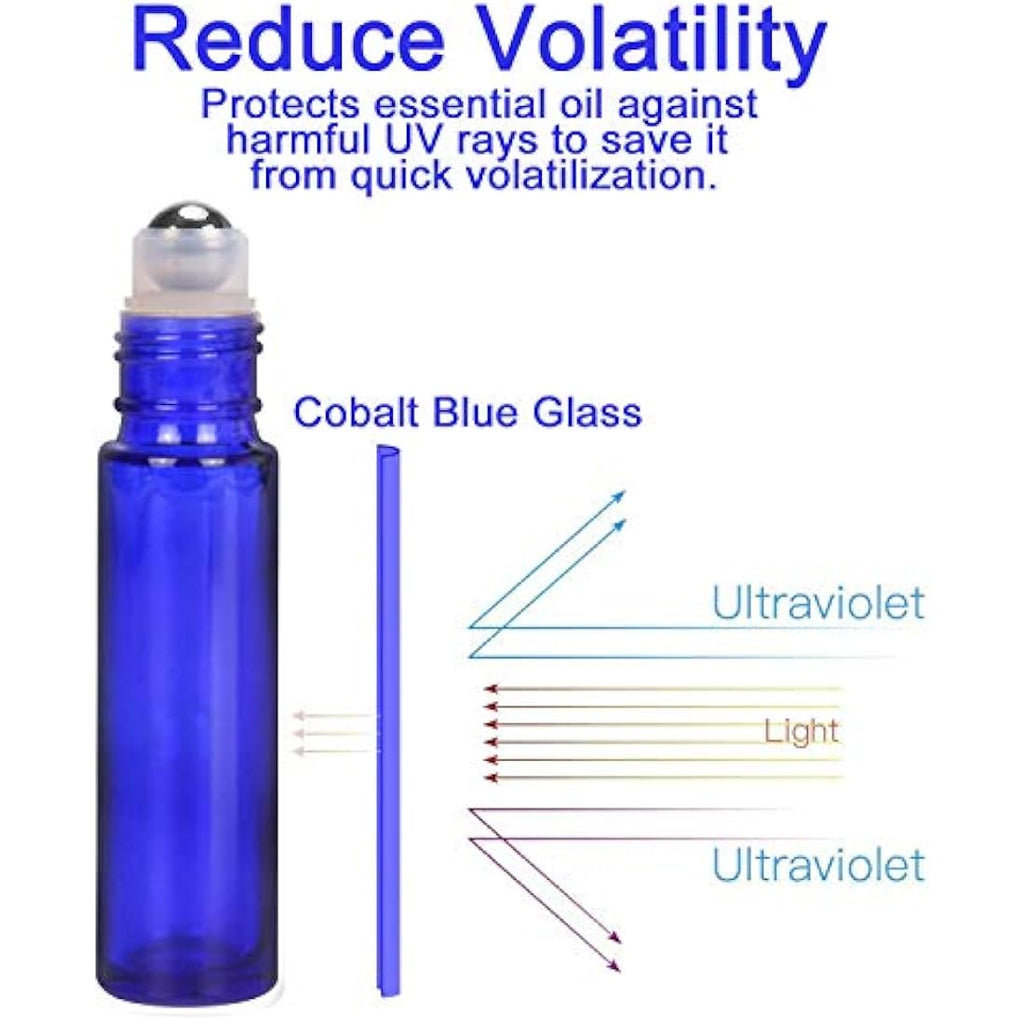 Jolof Store 8-Pack Cobalt Blue Glass Essential Oil Roller Bottles