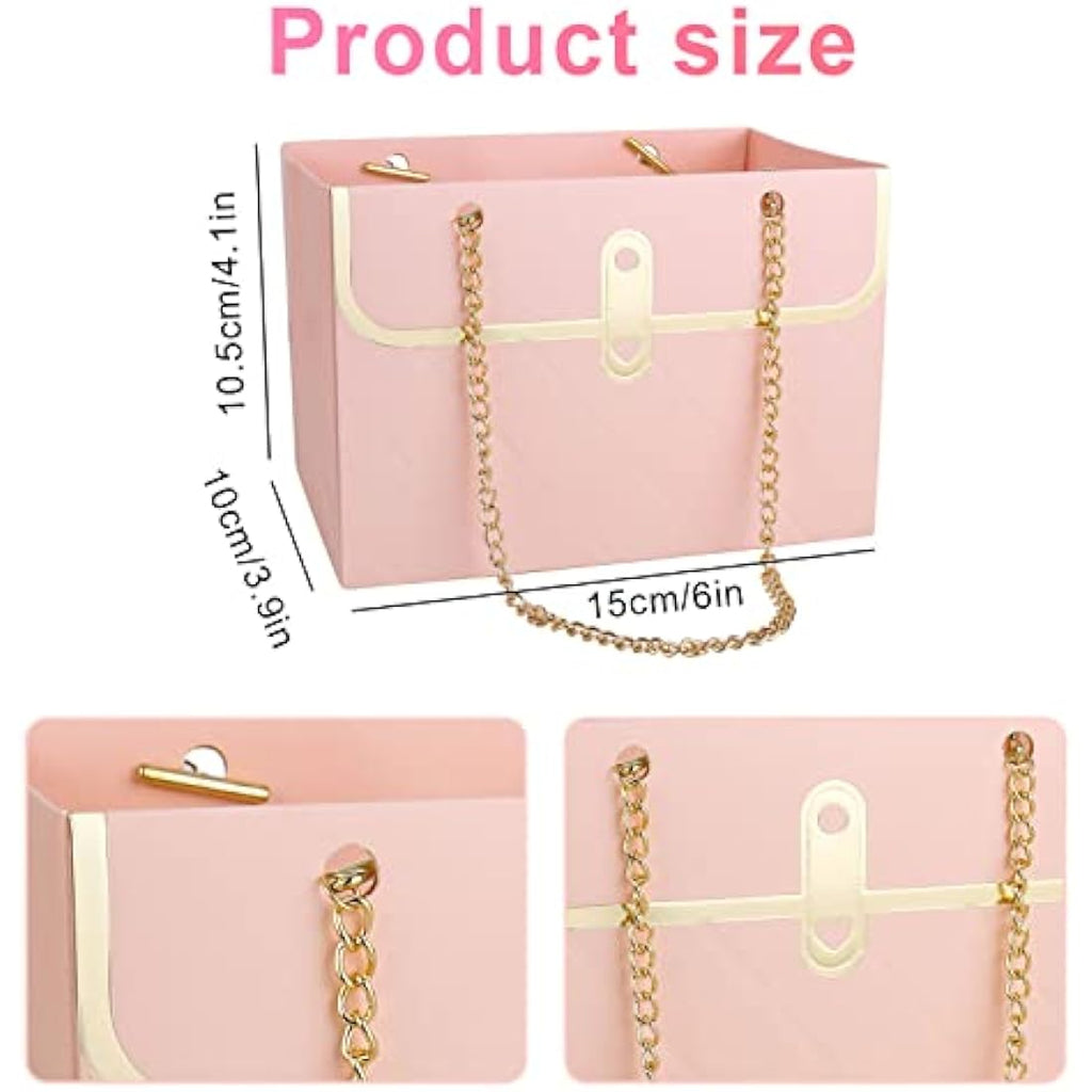 CTDMJ Flower Paper Gift Boxes with Metal Chain - 4PCS Florist Bouquet Bags