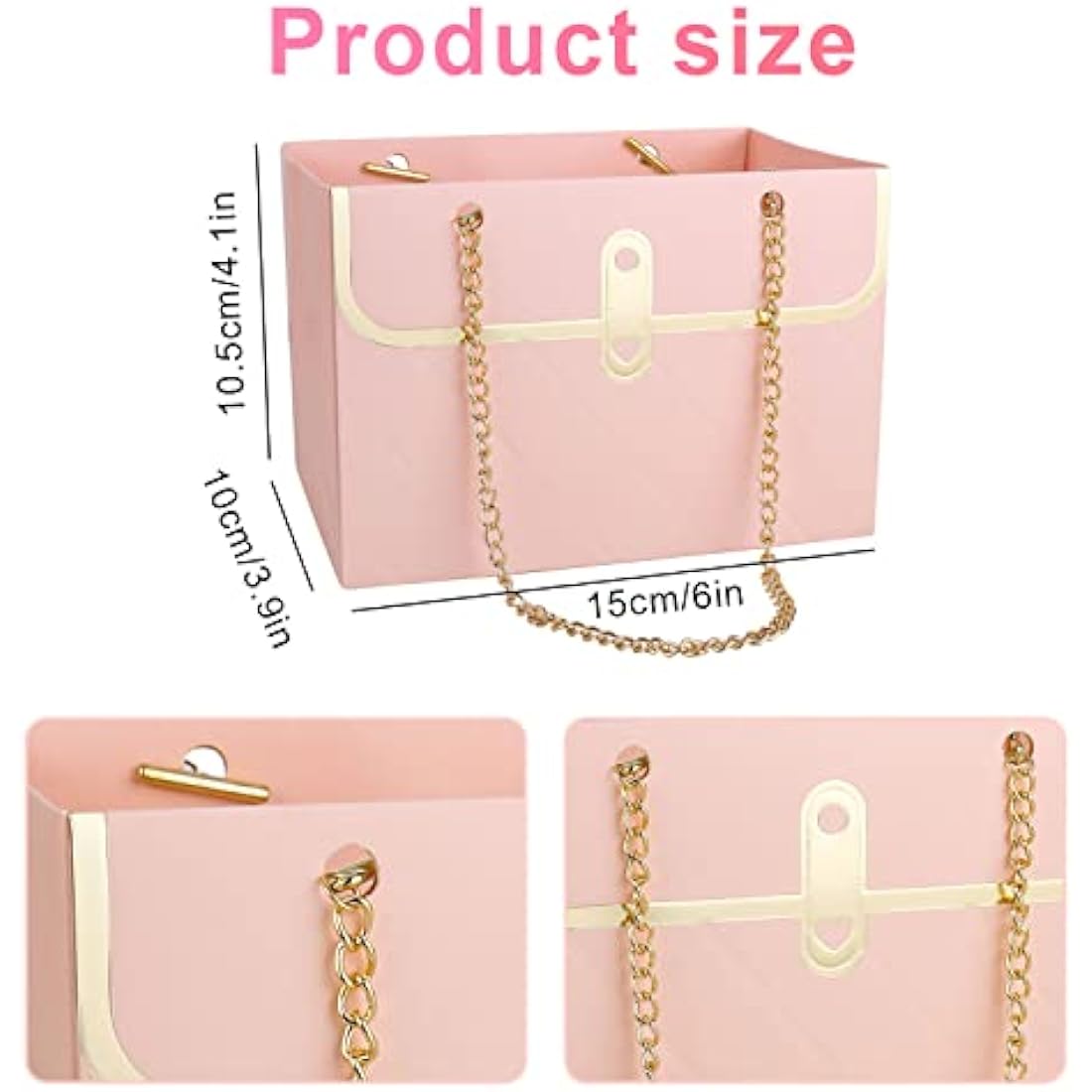 CTDMJ Flower Paper Gift Boxes with Metal Chain - 4PCS Florist Bouquet Bags
