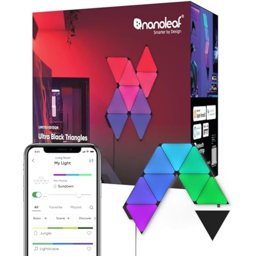 Nanoleaf Shapes Ultra Black Triangles – 9 Smart LED Light Panels Kit