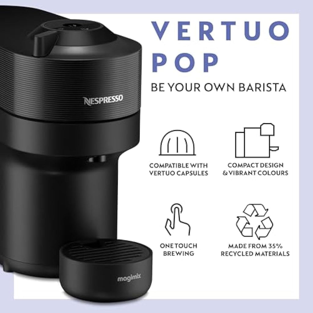 Nespresso Vertuo Pop Coffee Machine Bundle with Aeroccino Milk Frother
