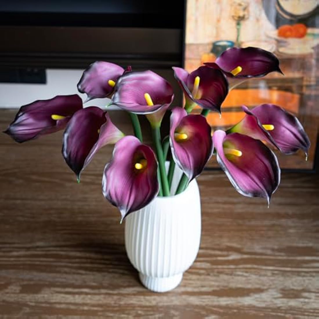Jolof Store Real Touch Calla Lily Artificial Flowers - 5 Pcs Purple