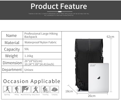 Power King 30L-40L Expandable Hiking Backpack | X-PAC Laptop Rucksack