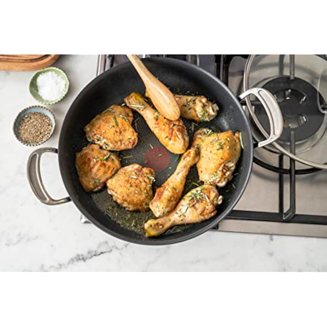 Tefal Jamie Oliver Hard Anodized Non-Stick Shallow Pot, 30cm, 5.4L
