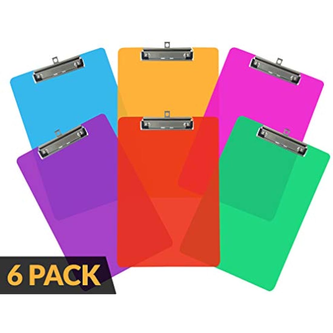 Jolof Store A4 Plastic Clipboards – 6 Pack Multi-Coloured Heavy Duty Set
