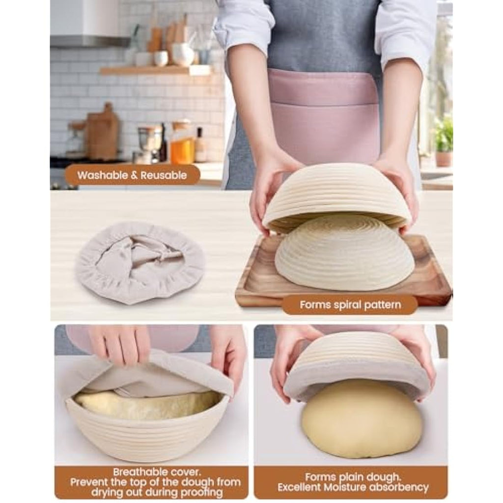Sourdough Bread Proofing Basket Set | 2-Piece Rattan Banneton Kit