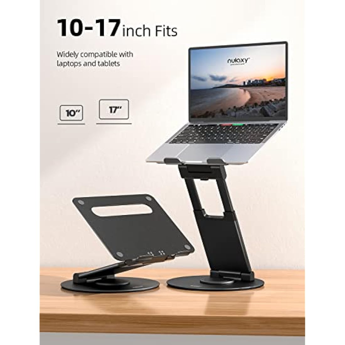 Nulaxy Swivel Laptop Stand – 360° Rotating Ergonomic Riser, Black