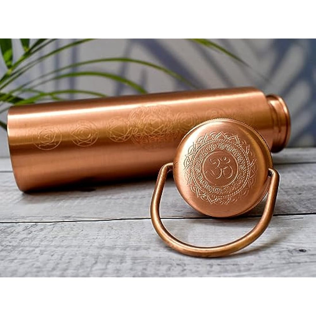 Jolof Store 7 Chakra Pure Copper Water Bottle - 1000ml Matte Finish