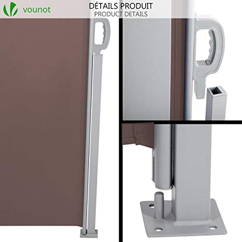 VOUNOT Retractable Side Awning – Outdoor Privacy Screen, 160x300cm, Brown