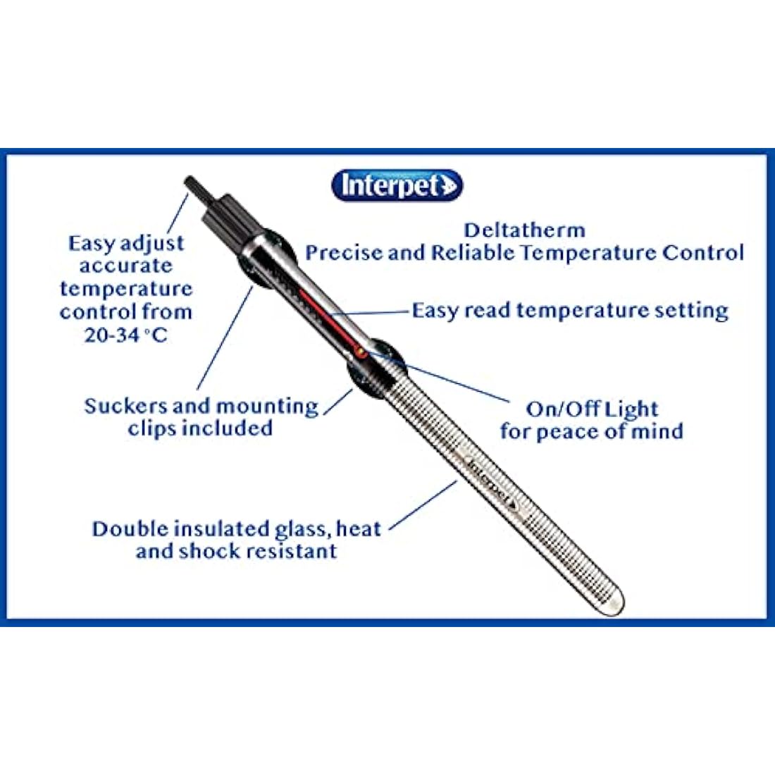 Interpet Deltatherm 25W Submersible Aquarium Heater for Fish Tanks