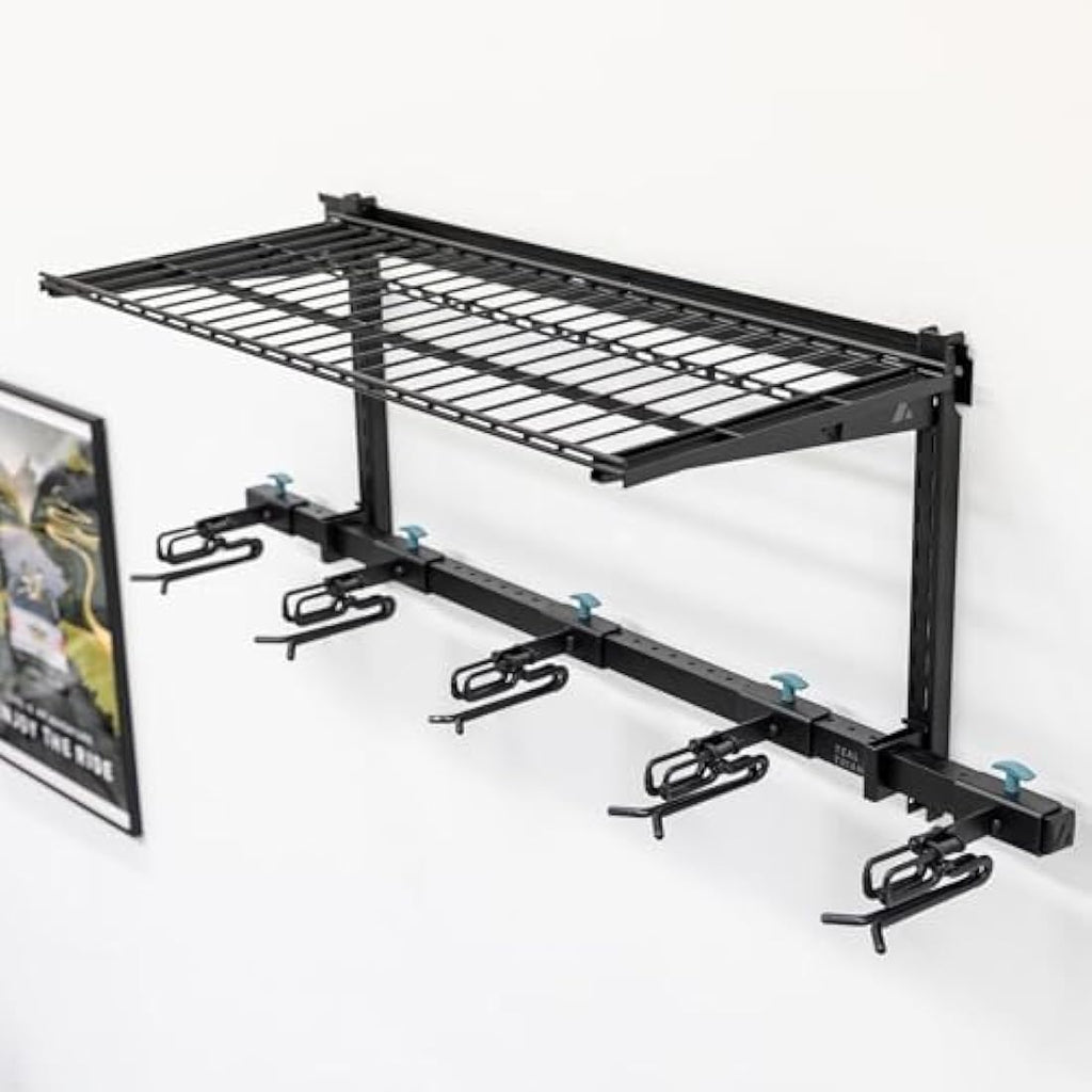 Ski Storage Rack with Shelf | Heavy Duty 5 Pair Wall Mount