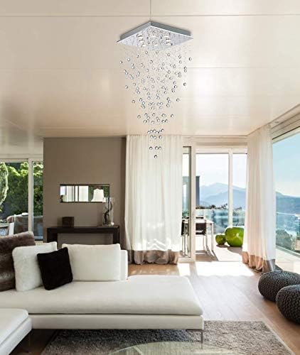 Bestier Modern Crystal Raindrop Chandelier – 8-Light Flush Mount Pendant