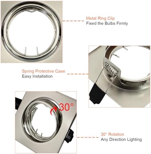 HiBay 10-Pack GU10 Recessed Downlights | Square Brushed Chrome Spotlights
