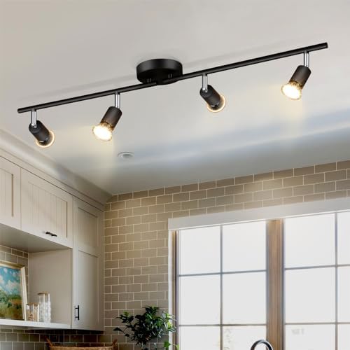 4-Way GU10 Ceiling Spotlight Bar | Matte Black Metal Light