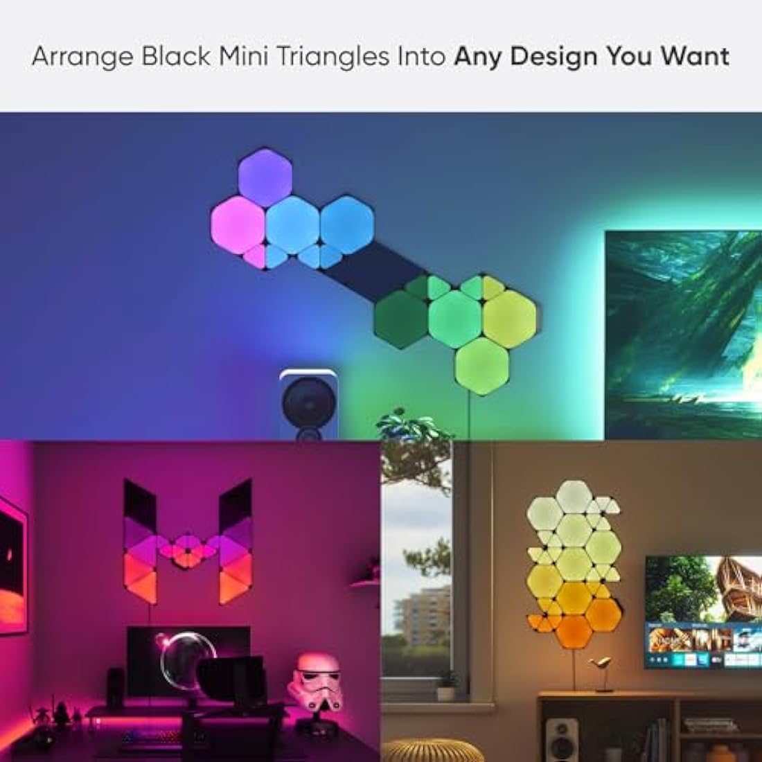 Nanoleaf Shapes Ultra Black Mini Triangles Expansion Pack | 10 LED Panels