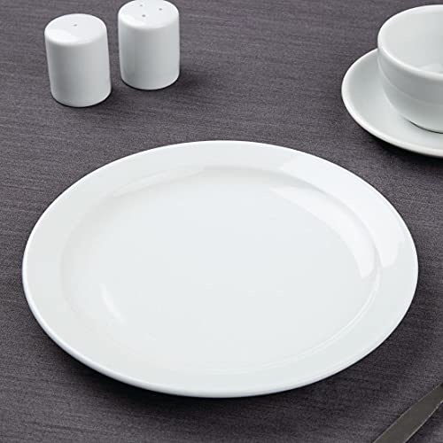Athena Hotelware White Porcelain Narrow Rimmed Plates - Pack of 12