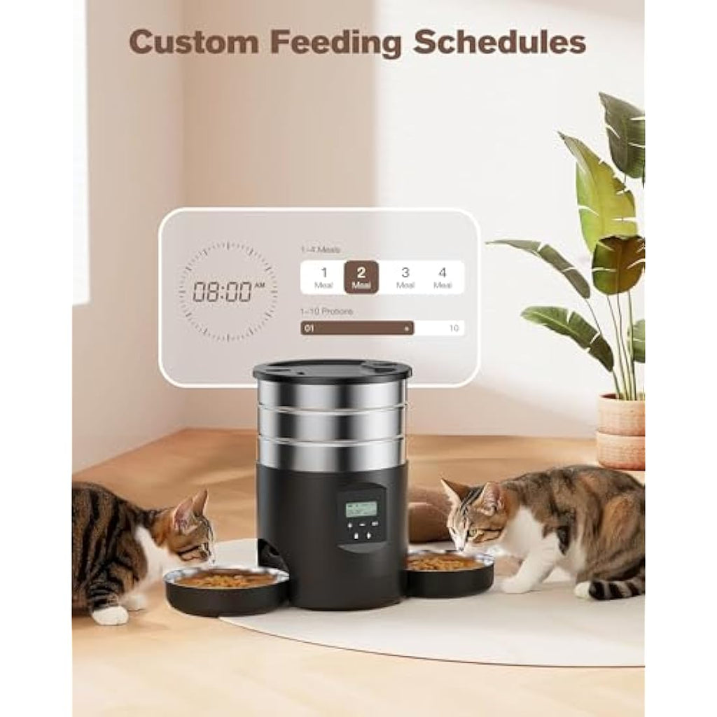 Jolof Store Automatic Cat Feeder for 2 Cats | 5L Stainless Steel Dispenser