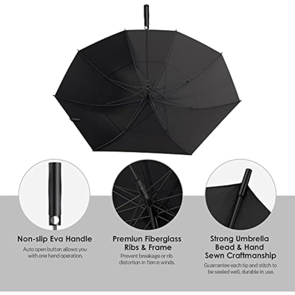 KOLER 62 Inch Golf Umbrella – Windproof Double Canopy UV Protection