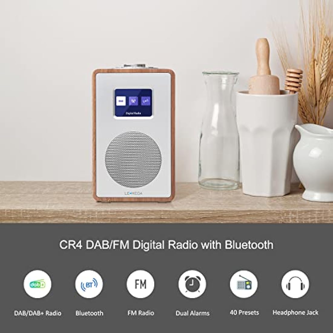 LEMEGA CR4 DAB/DAB+ Digital Radio with Bluetooth and Alarm - Walnut