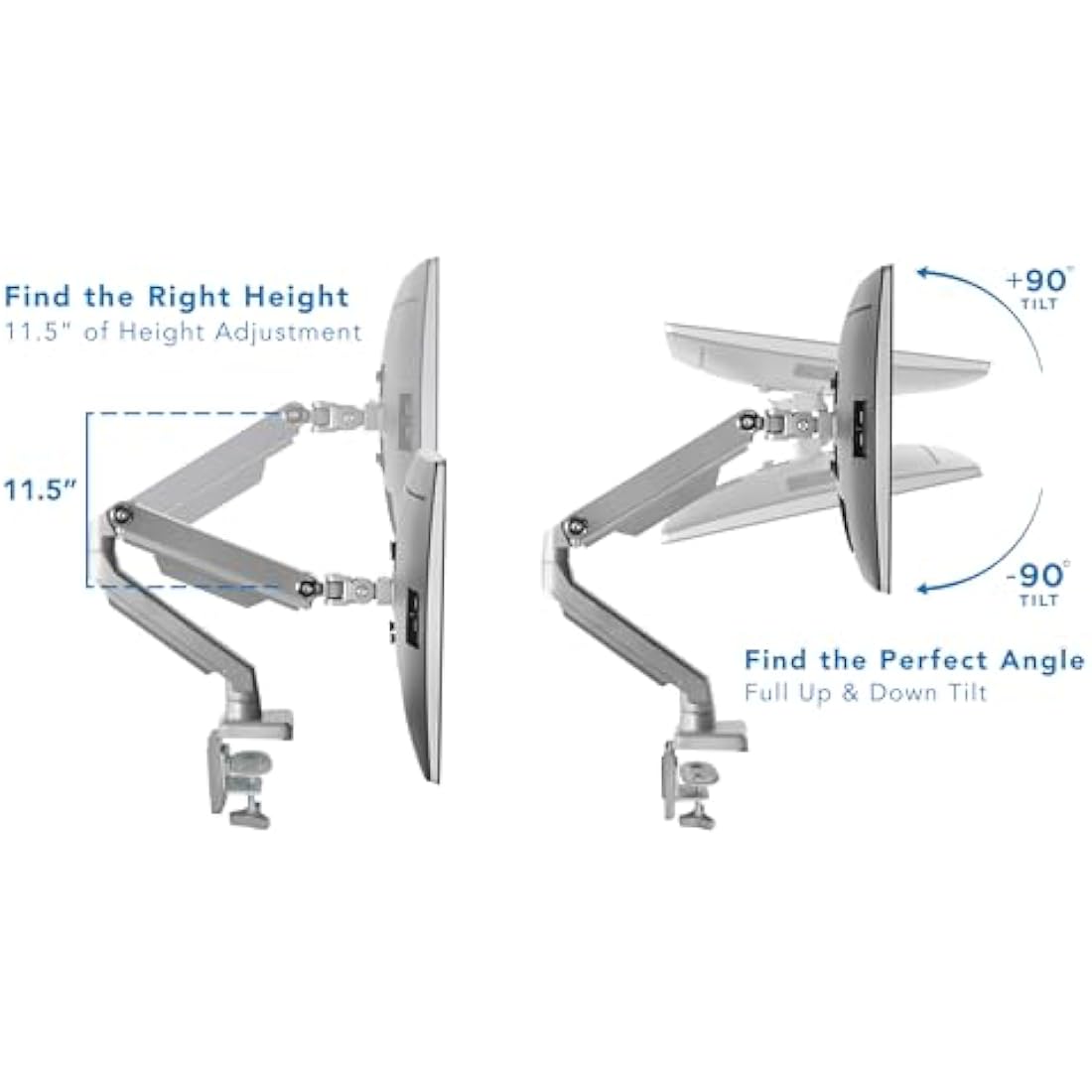 Mount-It! Single Monitor Arm – Mechanical Spring Desk Mount for 32" Screens