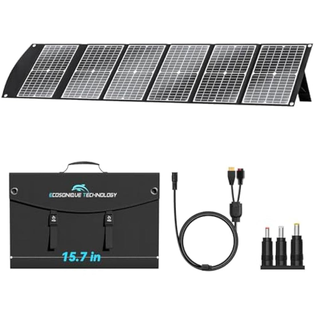Ecosonique 100W Portable Solar Panel | Foldable Charger with Kickstand