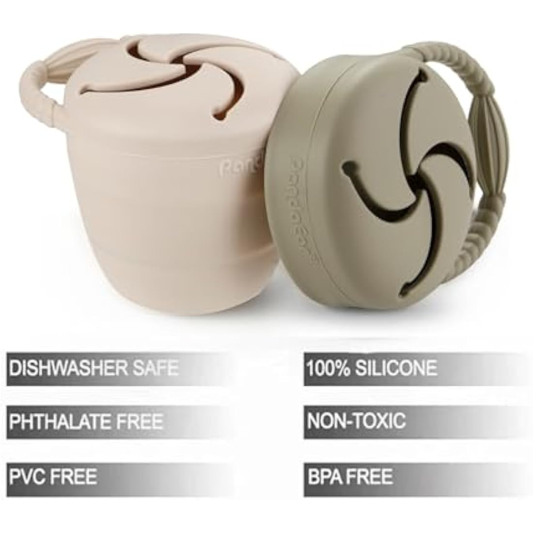 PandaEar Collapsible Silicone Baby Snack Cups | Spill Proof 2 Pack