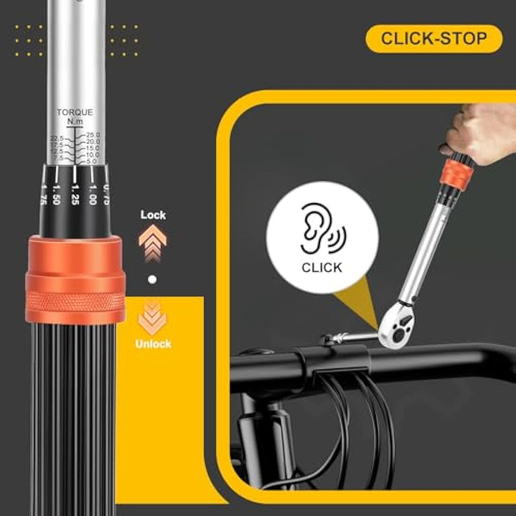ATsafepro 1/4 Inch Bicycle Torque Wrench Set | 5-25 Nm High Accuracy Kit