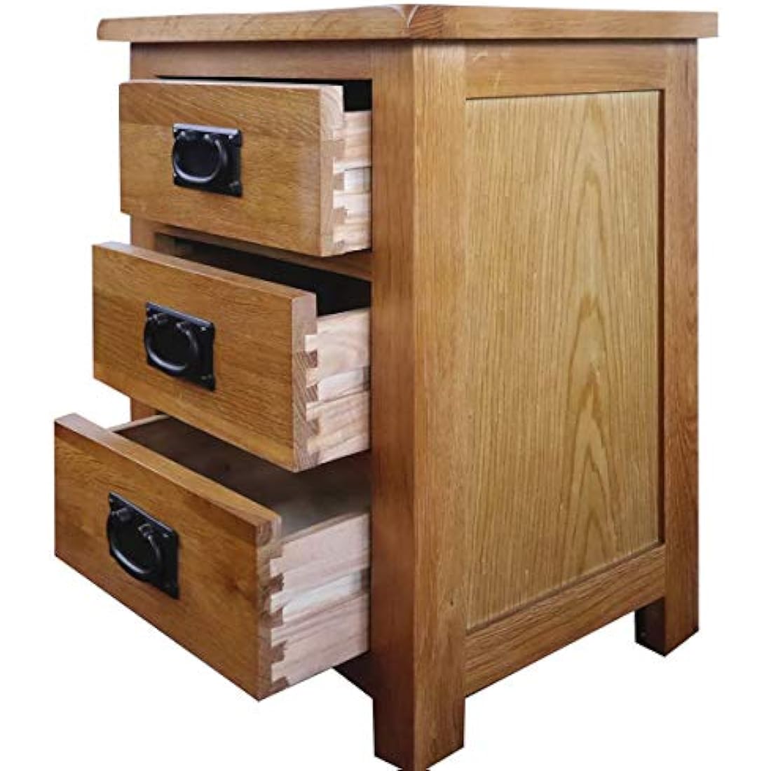 Aurotrice Solid Oak Bedside Table – 3 Drawer Modern Nightstand