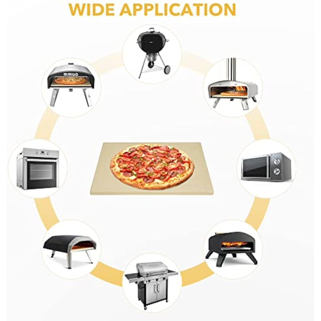 Mimiuo 13" Square Cordierite Pizza Stone for Oven, BBQ and Grill