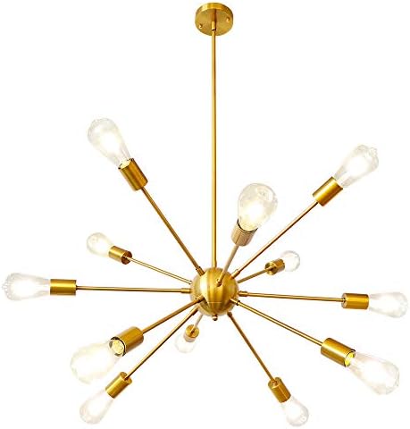 LynPon Gold Sputnik Chandelier – 12-Light Modern Brass Pendant Fixture