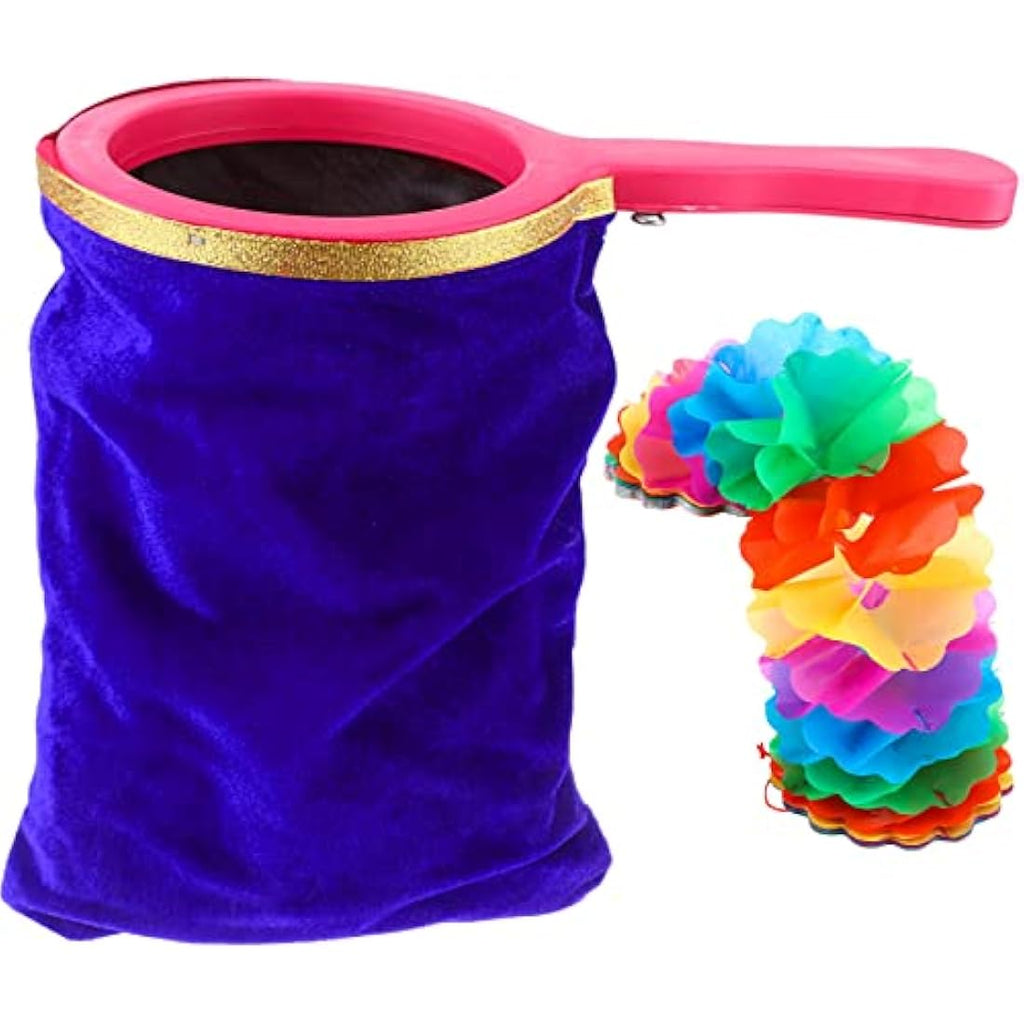 Magic Change Bag with Flower | 3-Compartment Stage Prop, Blue