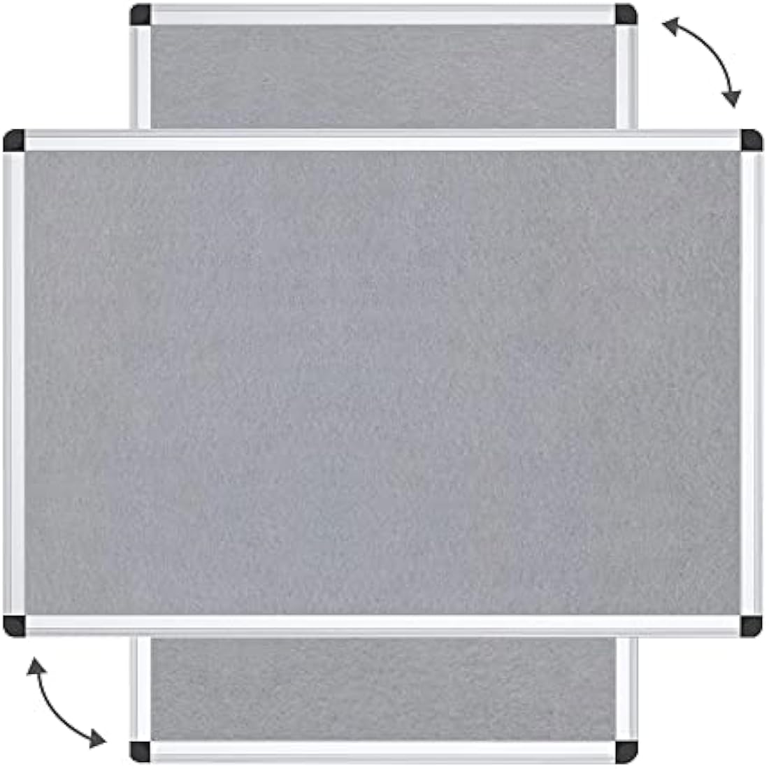 VIZ-PRO Grey Felt Notice Board | Silver Aluminium Frame | 90 x 60 cm