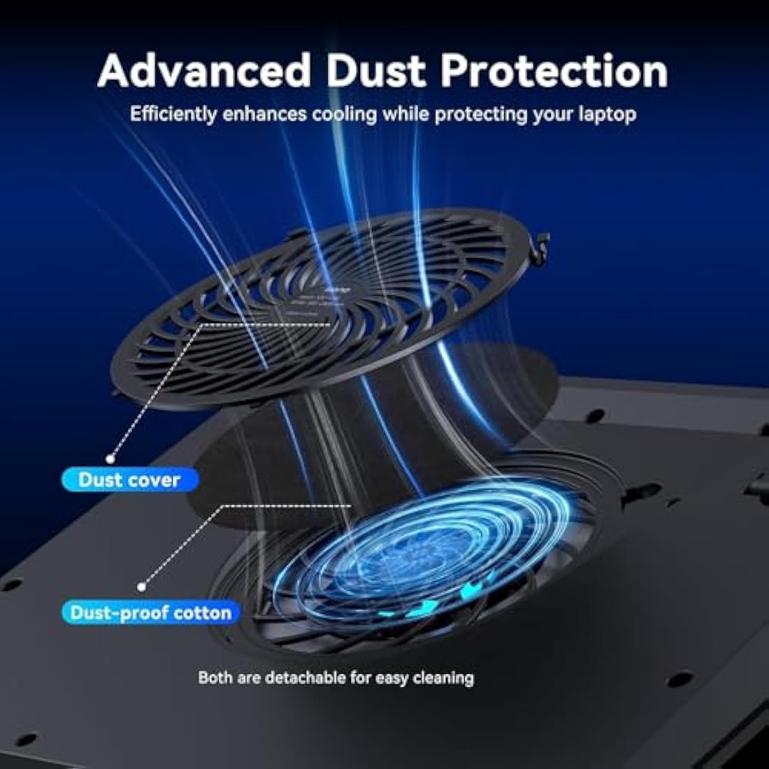 llano Gaming Laptop Cooling Pad | 5.5" Turbo Fan Stand for 15-19" Laptops