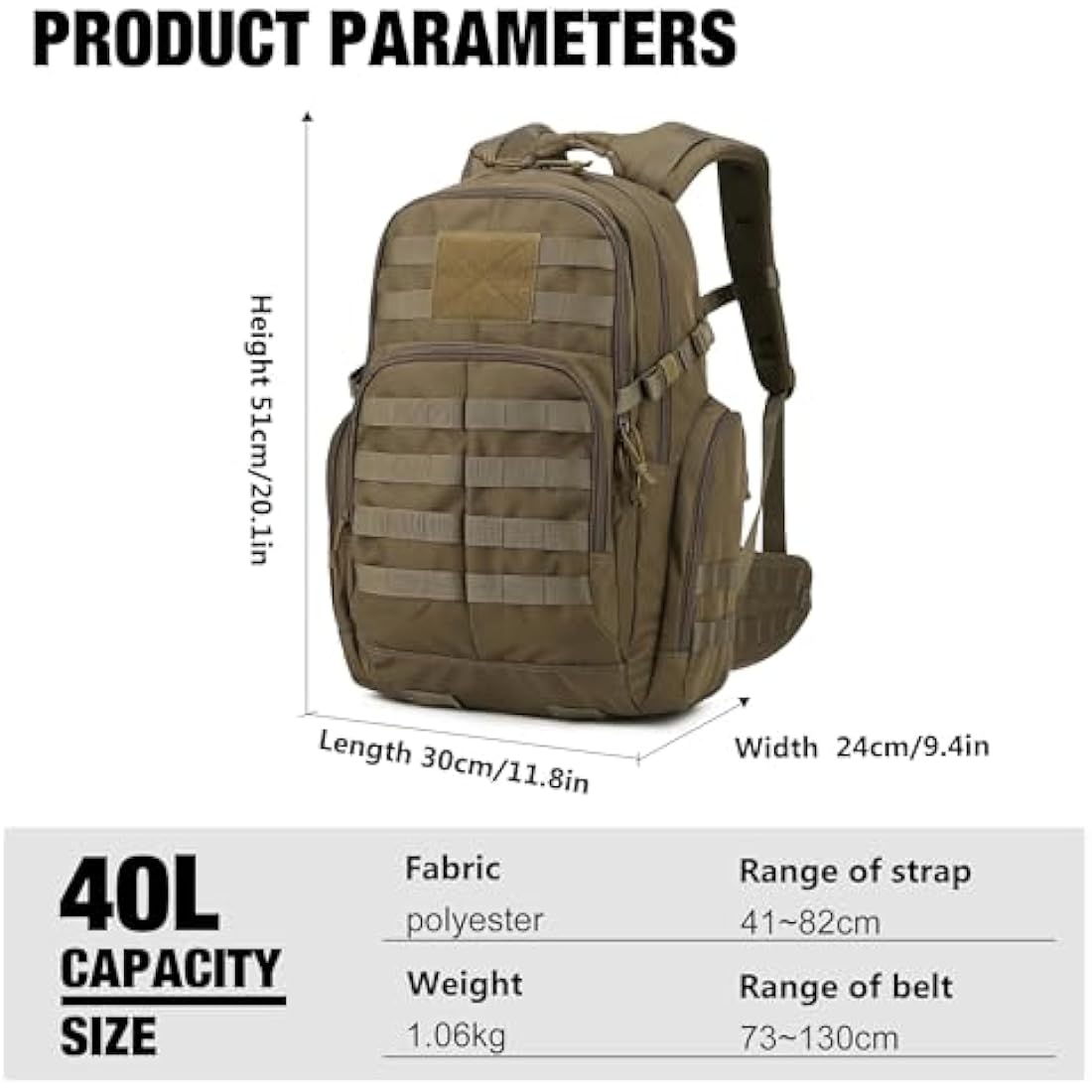Mardingtop 40L Military Tactical Backpack | 600D Molle Hiking Rucksack