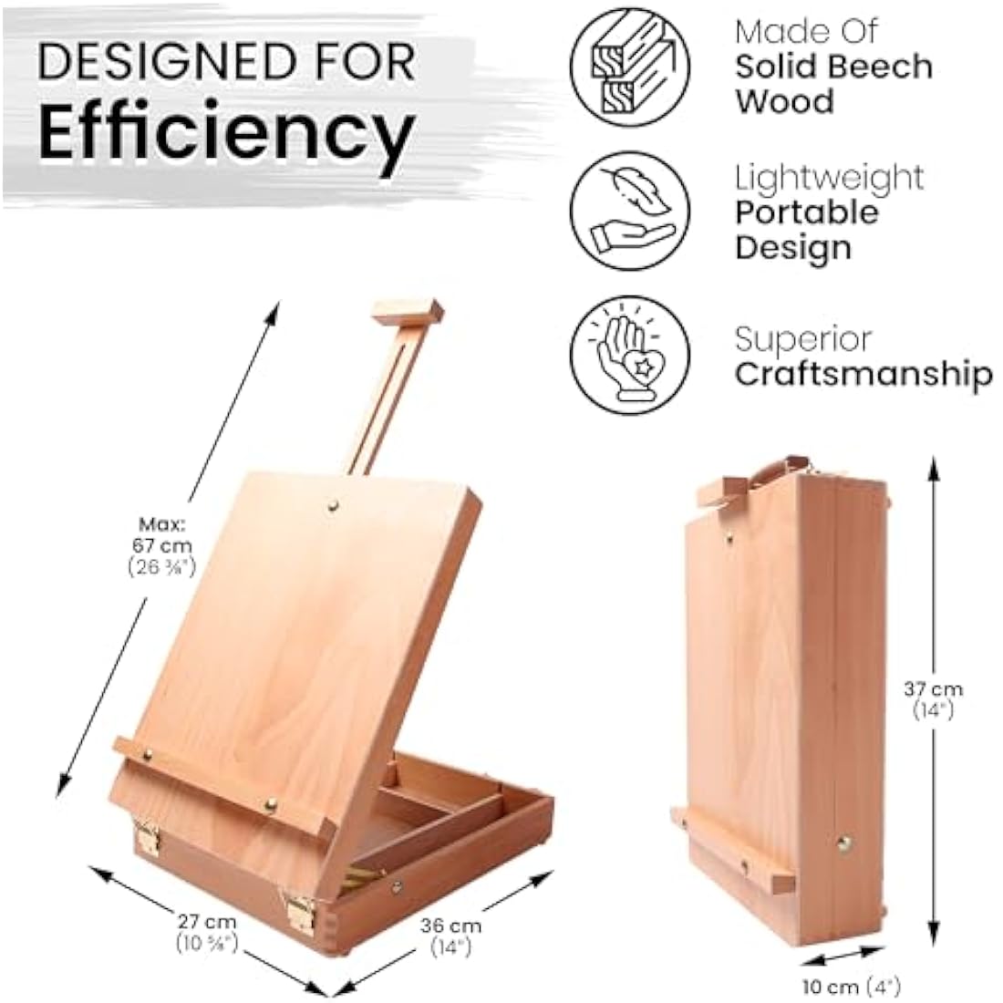Artistik Wooden Table Box Easel – Portable Beechwood Sketching Box