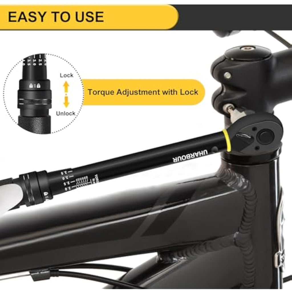 Uharbour 3/8" Drive Torque Wrench, 5-60 Nm, ±3% Accuracy for Bikes & Cars