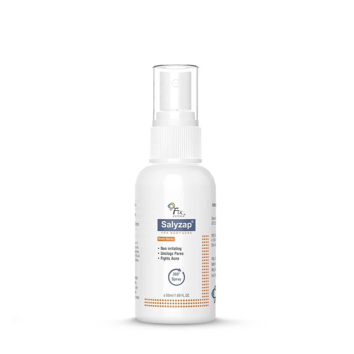 Fixderma Salyzap 2% Salicylic Acid Body Acne Spray for Back & Chest