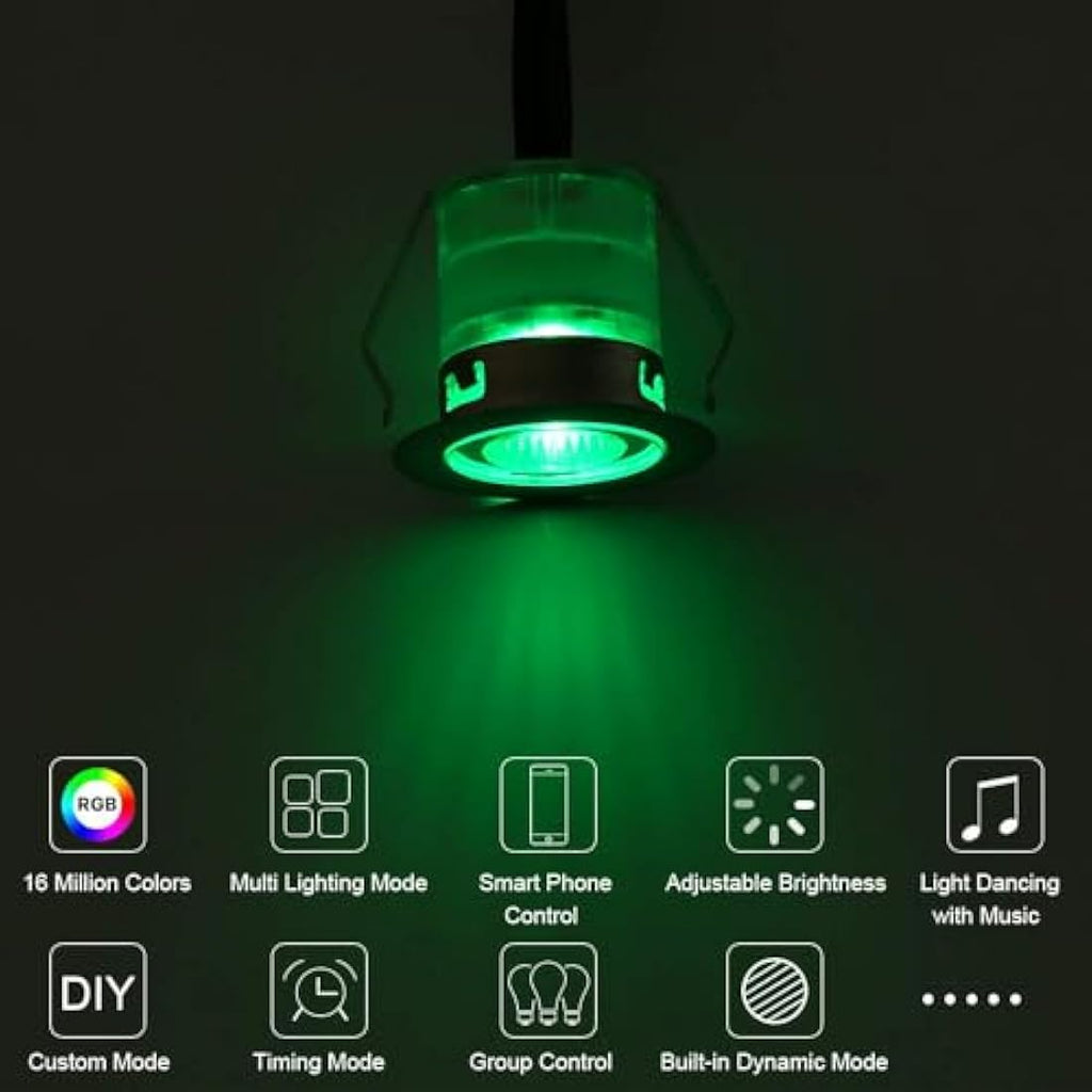 RGB LED Deck Lights - IP67 Waterproof Smart Patio Lighting 30pk