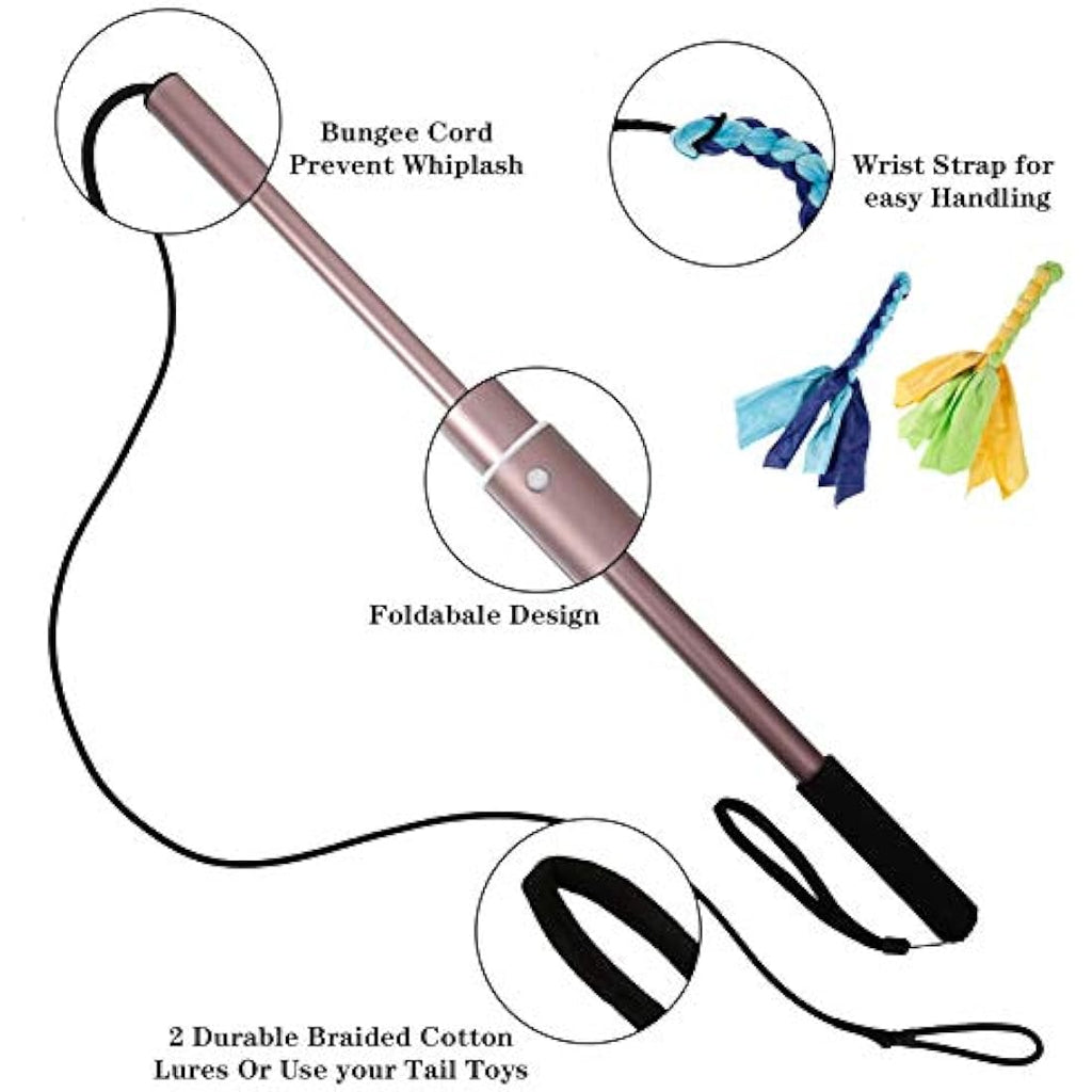 Jolof Store Flirt Pole Dog Toy – Retractable Training Wand with 2 Ropes