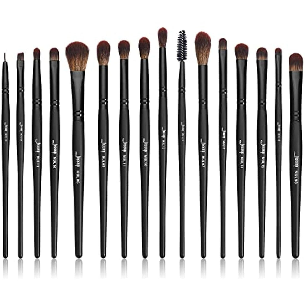 Jessup 16Pcs Professional Eye Makeup Brushes Set | Synthetic Black