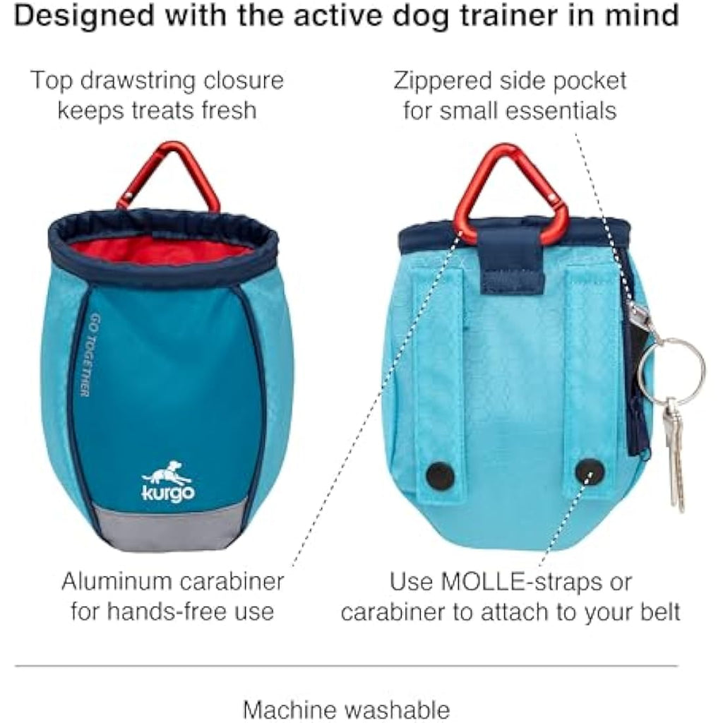 Kurgo Go Stuff It Dog Treat Pouch – Hands-Free Training Bag, Coastal Blue