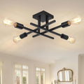 QAREHL Sputnik Chandelier | 4-Light Black Modern Flush Mount Ceiling Light