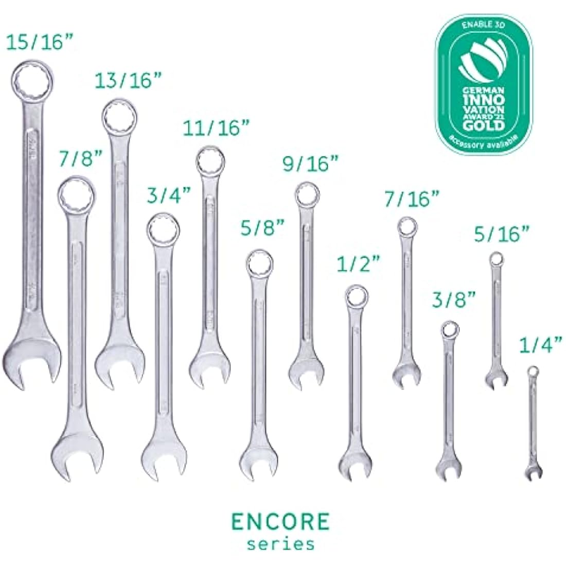 WIESEMANN 1893 Combination Spanner Set - 12pc Inch Sizes 1/4"-15/16"