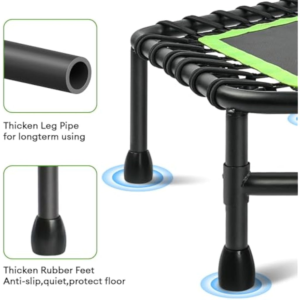 ONETWOFIT Silent Fitness Trampoline | 45" Bungee Rebounder with Handle